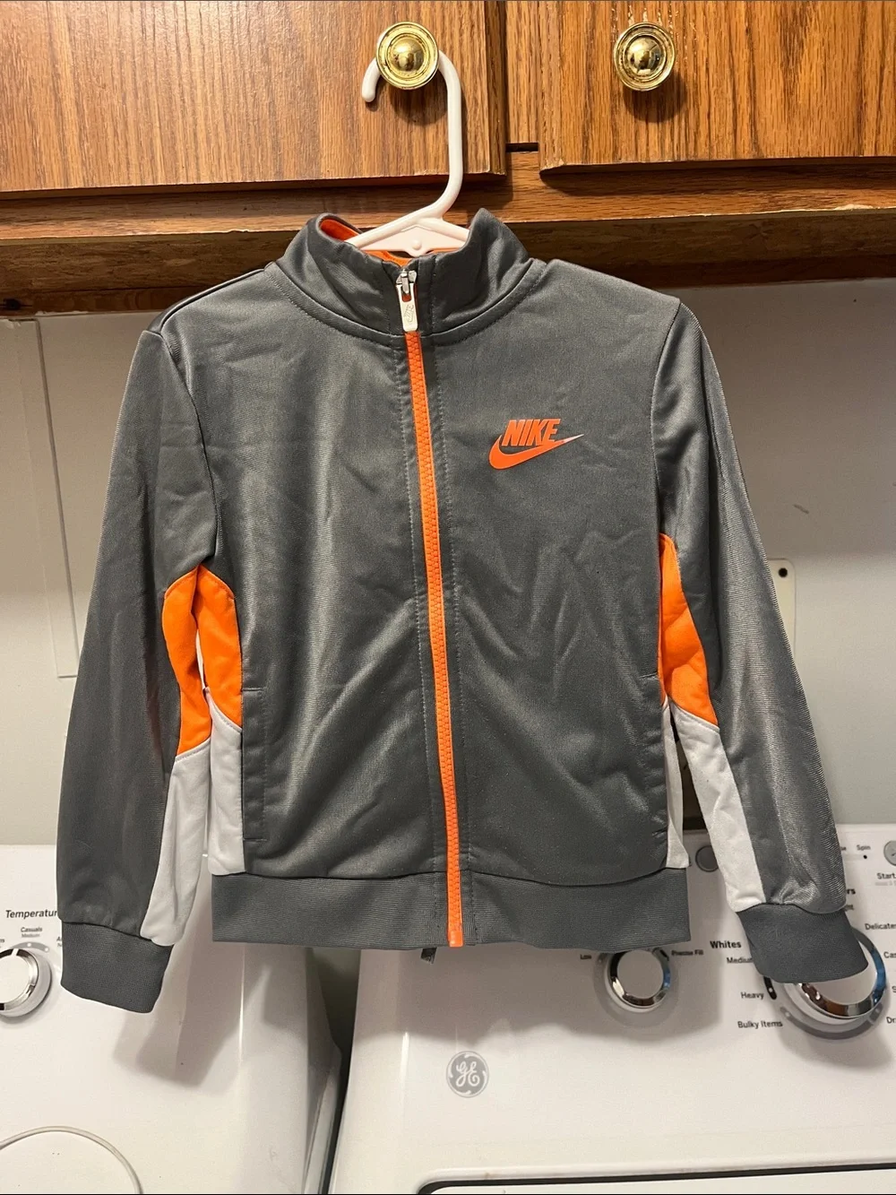 Nike Gray and Orange Kids Athletic Jacket